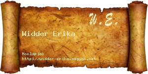 Widder Erika névjegykártya